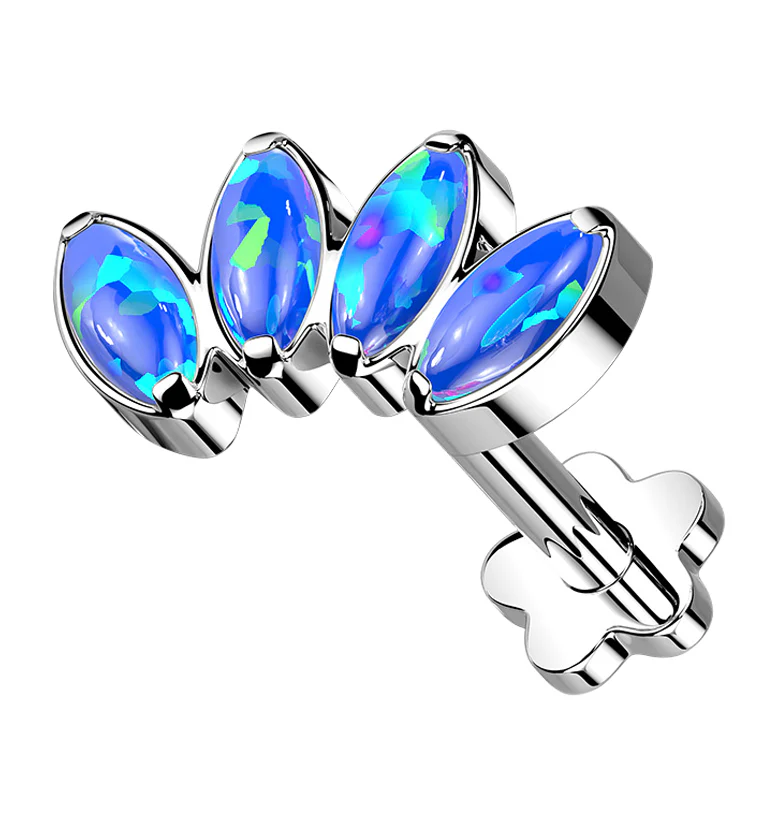 Half Crown Blue Opalite Titanium Threadless Labret - Mrs Treak