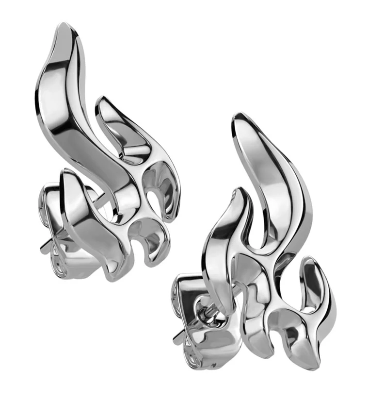 Flame Stainless Steel Stud Earrings - Mrs Treak