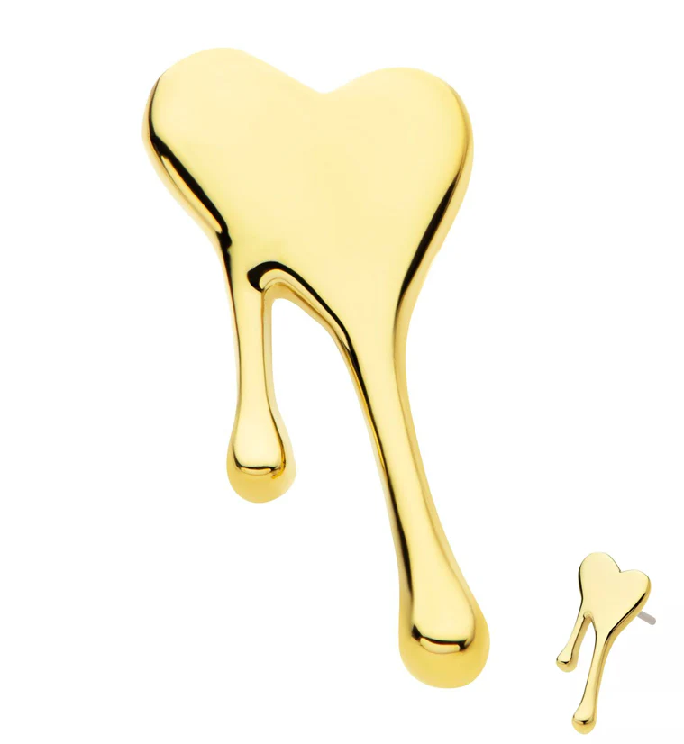 14kt Gold Melting Heart Threadless Top - Mrs Treak