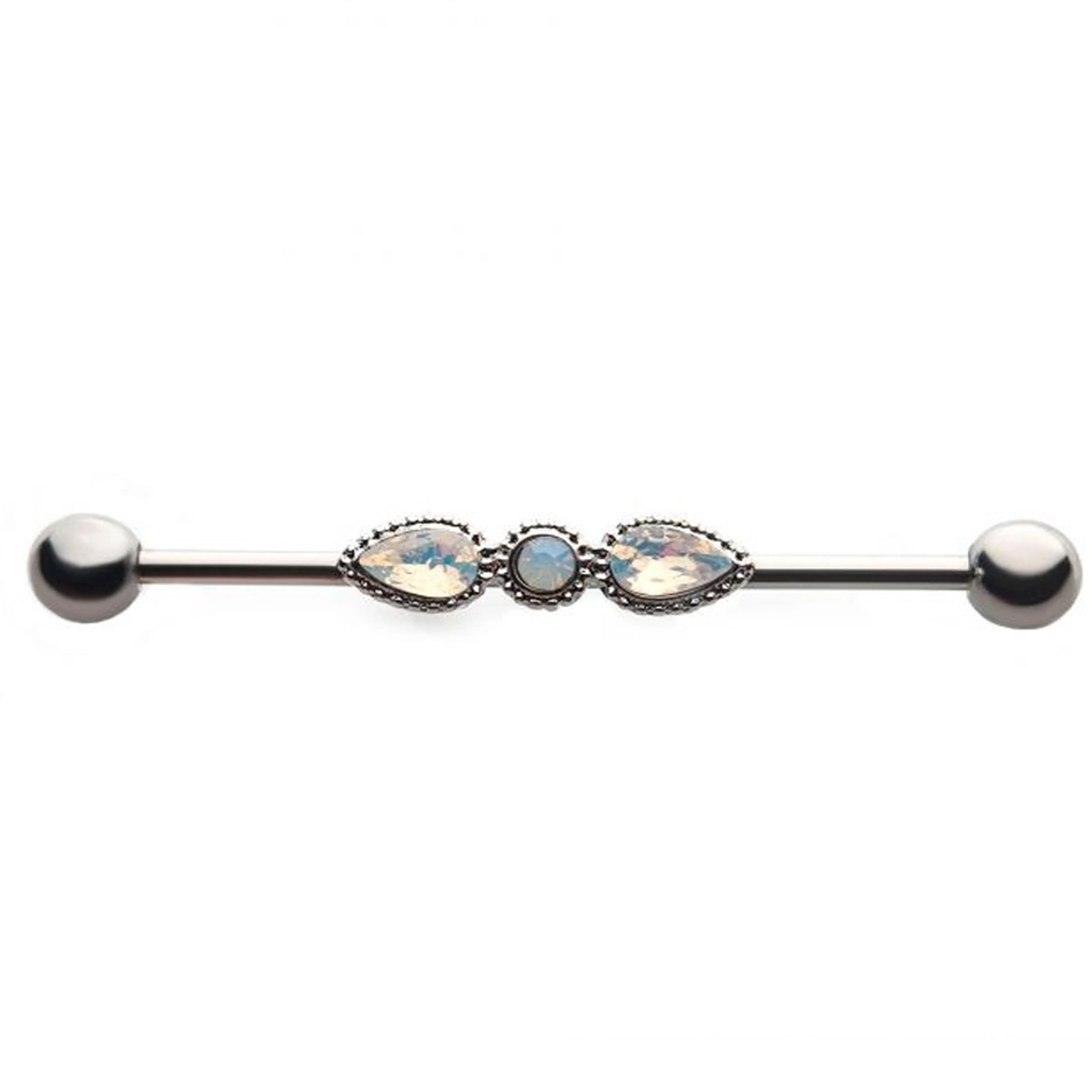 Double Teardrop Gem Industrial Barbell - Mrs Treak
