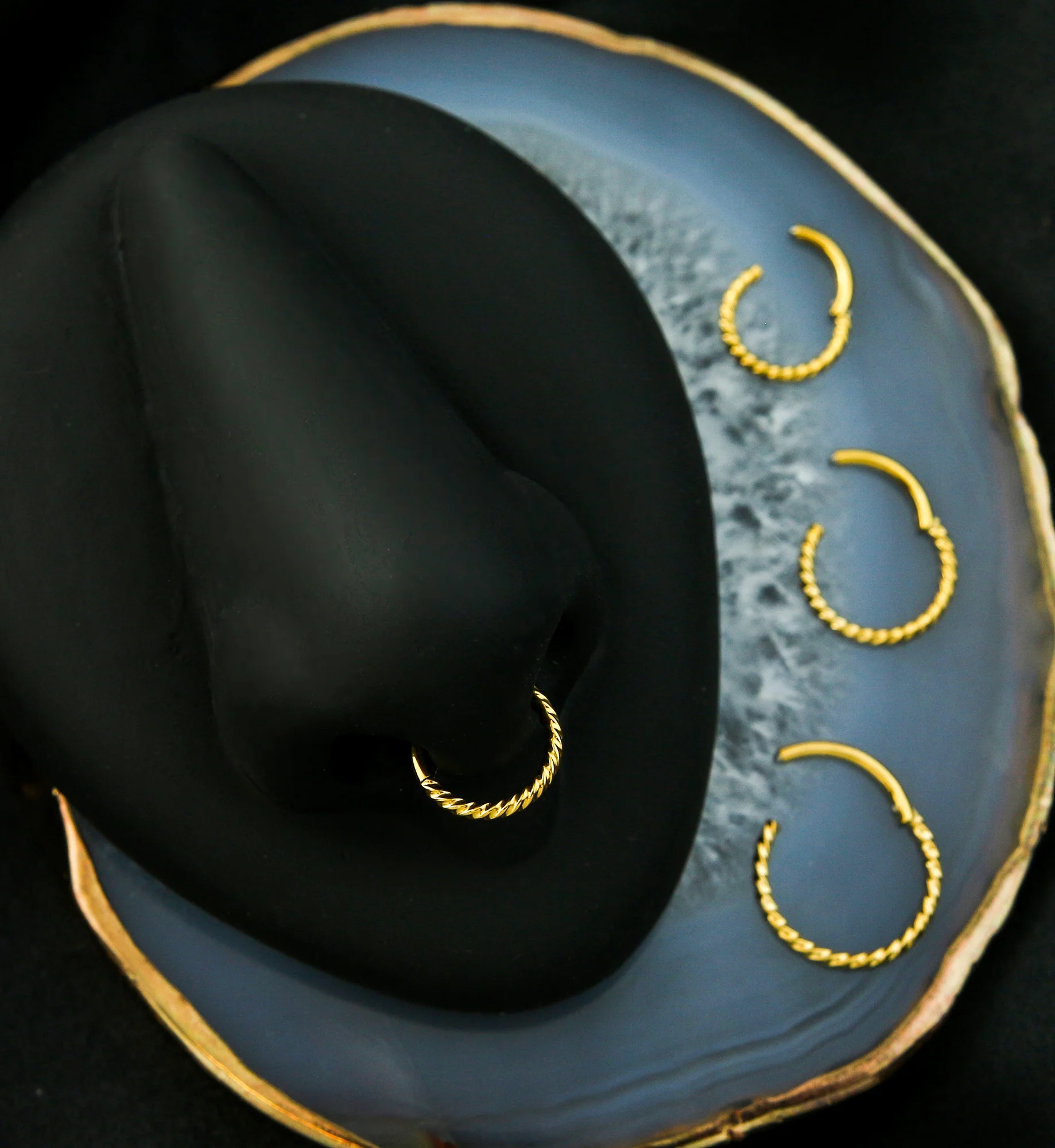 Gold PVD Twisted Titanium Segment Ring - Mrs Treak