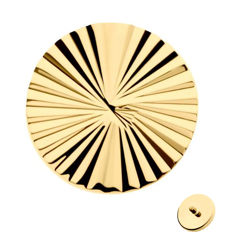 24kt Gold PVD Score Disk Internally Threaded Top - Mrs Treak