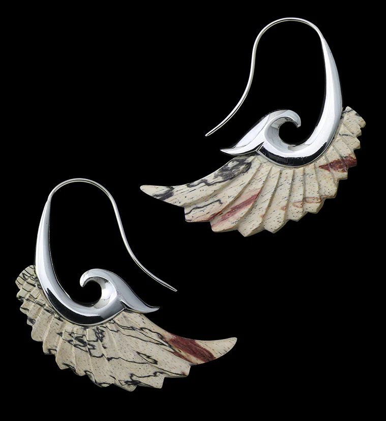 18G Aileron White Brass Tamarind Wood Hangers / Earrings - Mrs Treak