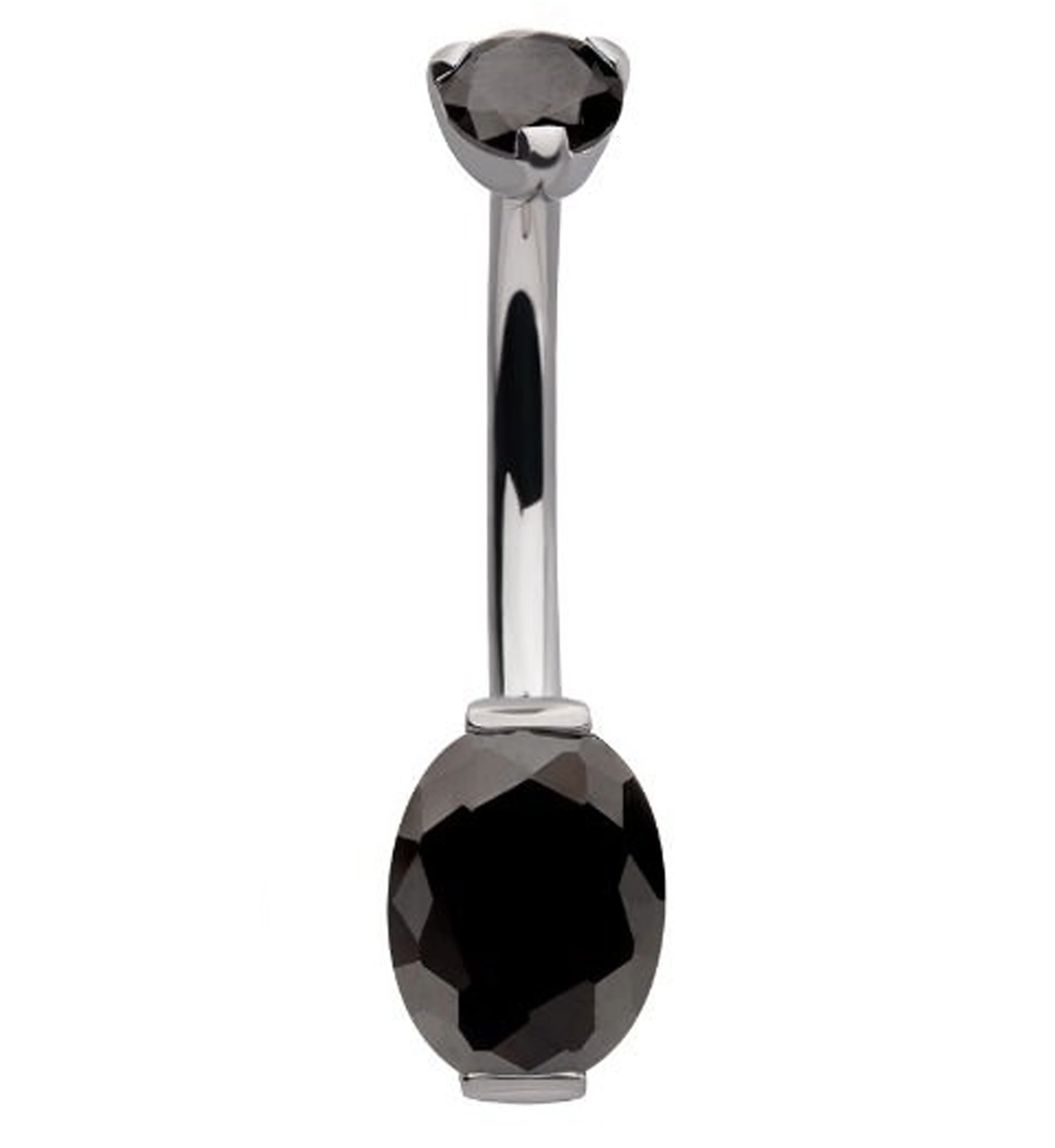 Oval Black CZ Titanium Belly Button Ring - Mrs Treak