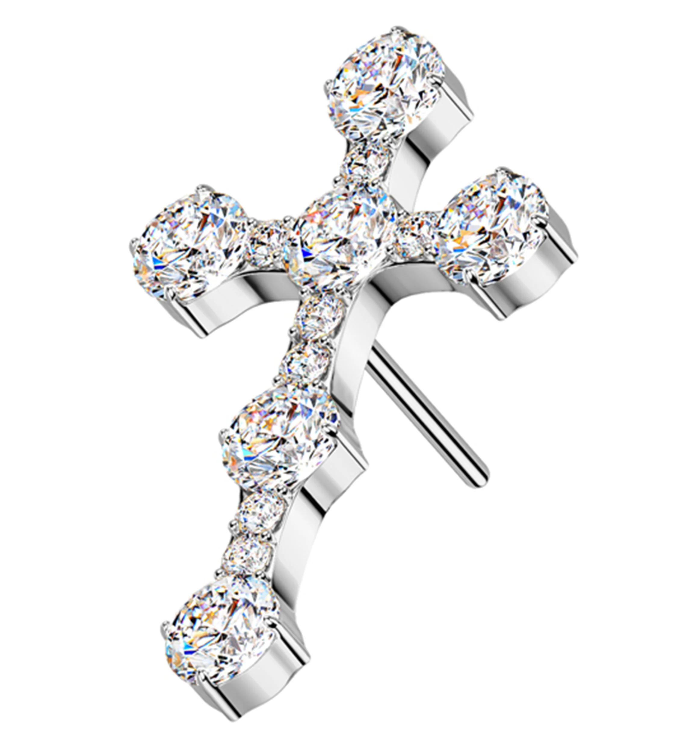 Baroque Cross Clear CZ Titanium Threadless Top - Mrs Treak