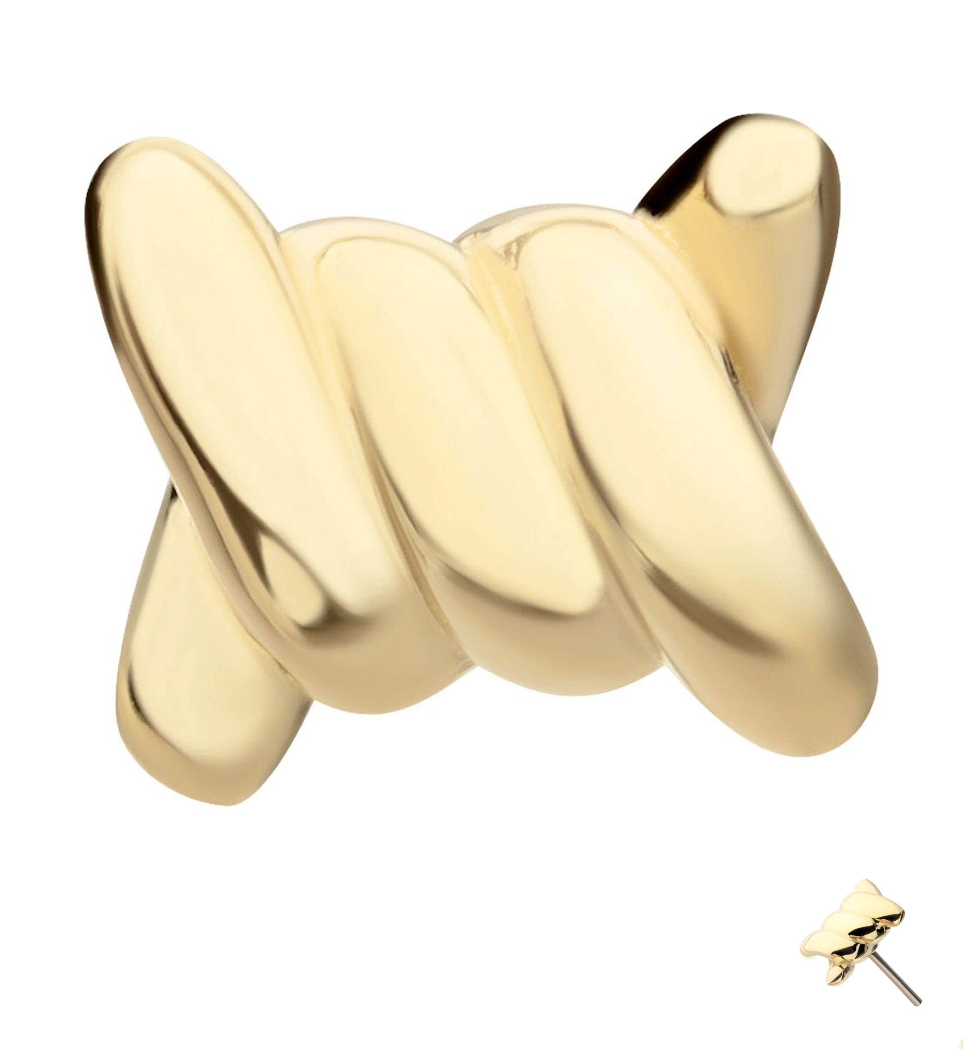 14kt Gold Barbed Wire Threadless Top - Mrs Treak