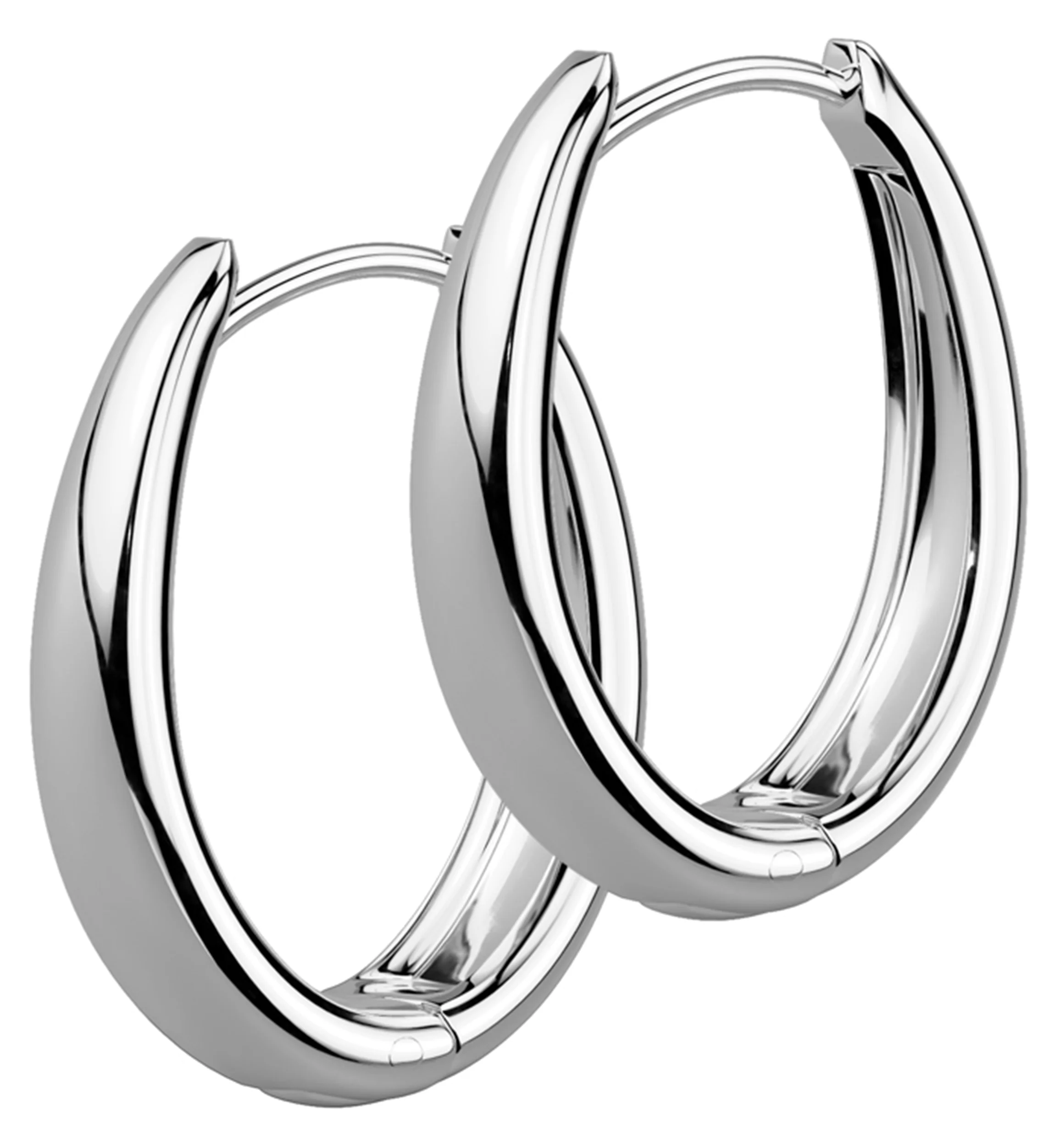 Oval Stainless Steel Hinged Hoop Huggie Earrings - Mrs Treak