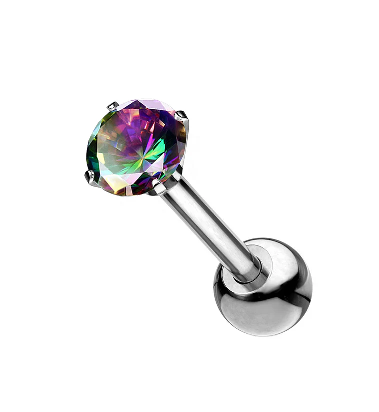 Black Aurora CZ Titanium Cartilage Barbell - Mrs Treak