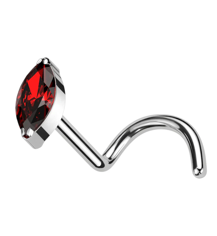Ovate Red CZ Titanium Nose Screw Ring - Mrs Treak