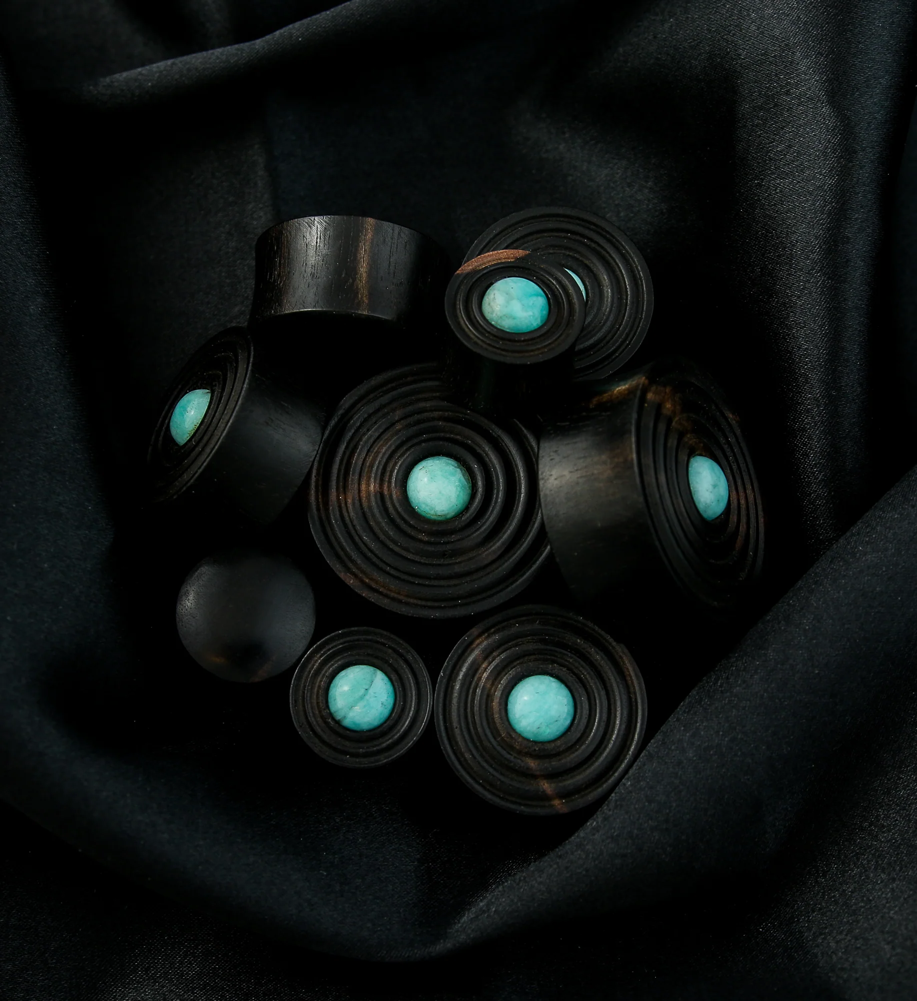 Ecliptic Areng Wood Plugs With Amazonite Stone Inlay - Mrs Treak