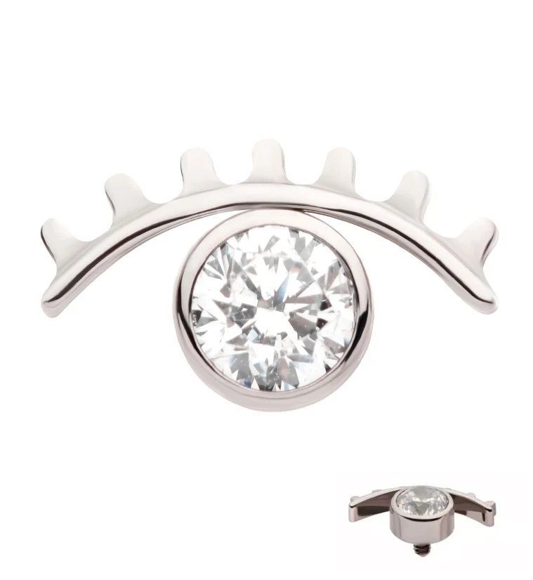 Evil Eye Clear CZ Internally Threaded Titanium Top - Mrs Treak