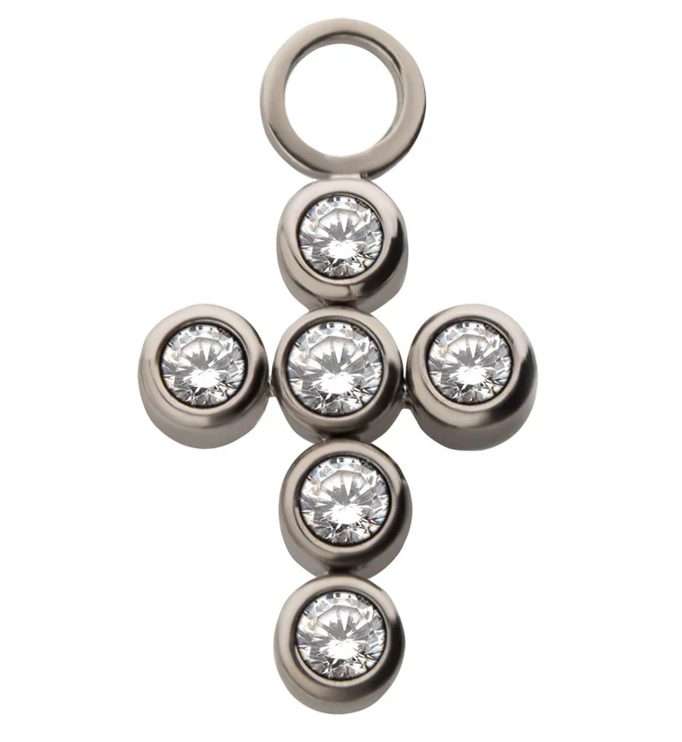 Cross Clear CZ Titanium Charm - Mrs Treak