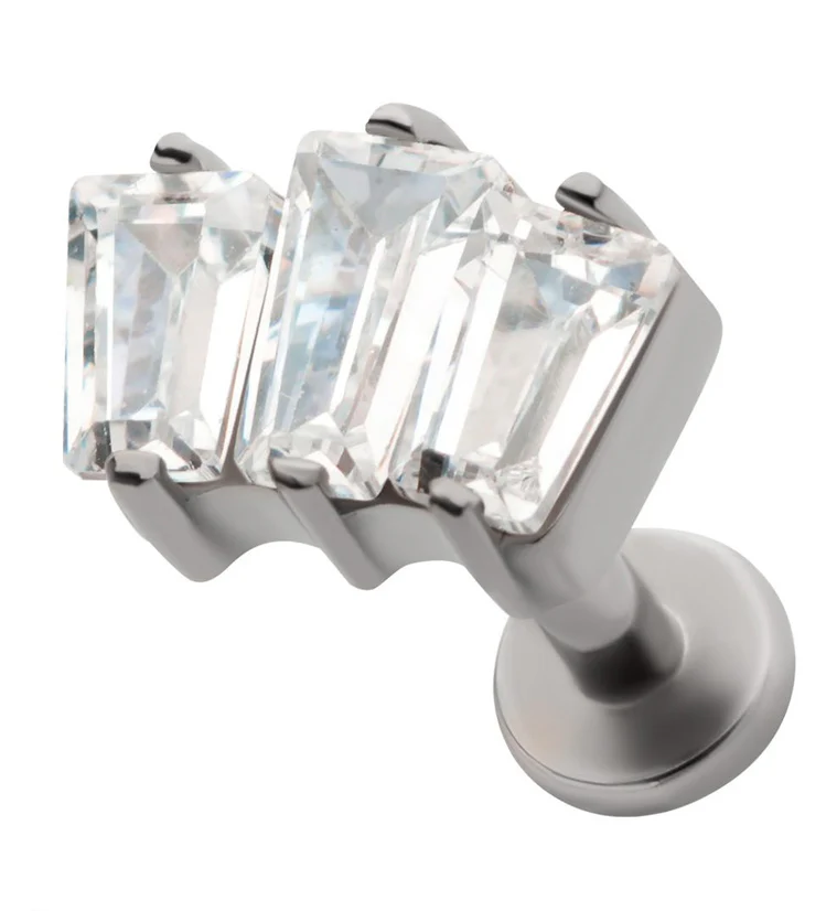 18G Trinal Clear CZ Titanium Internally Threaded Labret - Mrs Treak