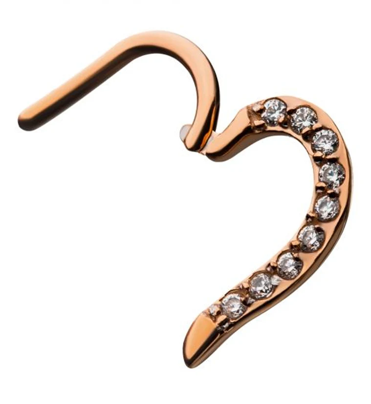 16G Rose Gold PVD Heart CZ Hinged Segment Ring - Mrs Treak