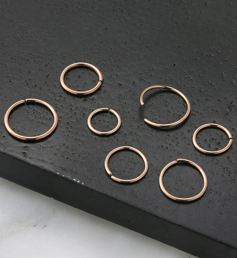 Rose Gold PVD Titanium Annealed Seamless Hoop Ring - Mrs Treak