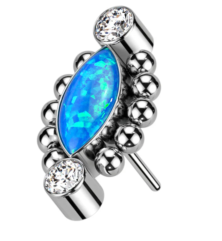 Beaded Empress Blue Opalite Threadless Titanium Top - Mrs Treak