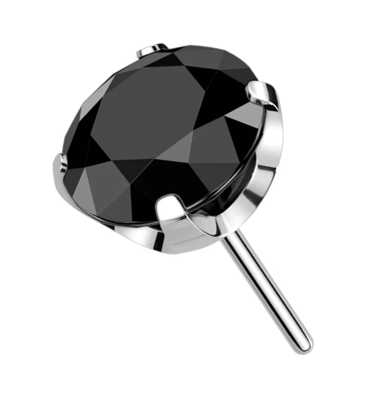 Prong Set Black CZ Threadless Titanium Top - Mrs Treak