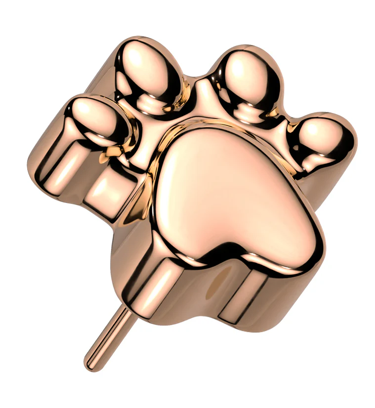 Rose Gold PVD Paw Print Threadless Titanium Top - Mrs Treak
