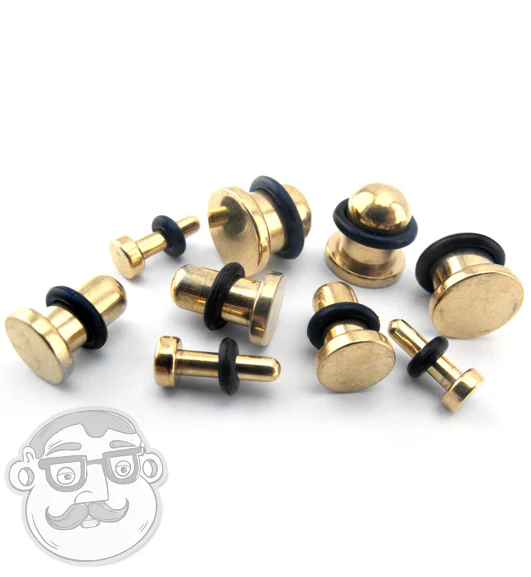 Simple Single Flare Gold Steel Plugs - Mrs Treak