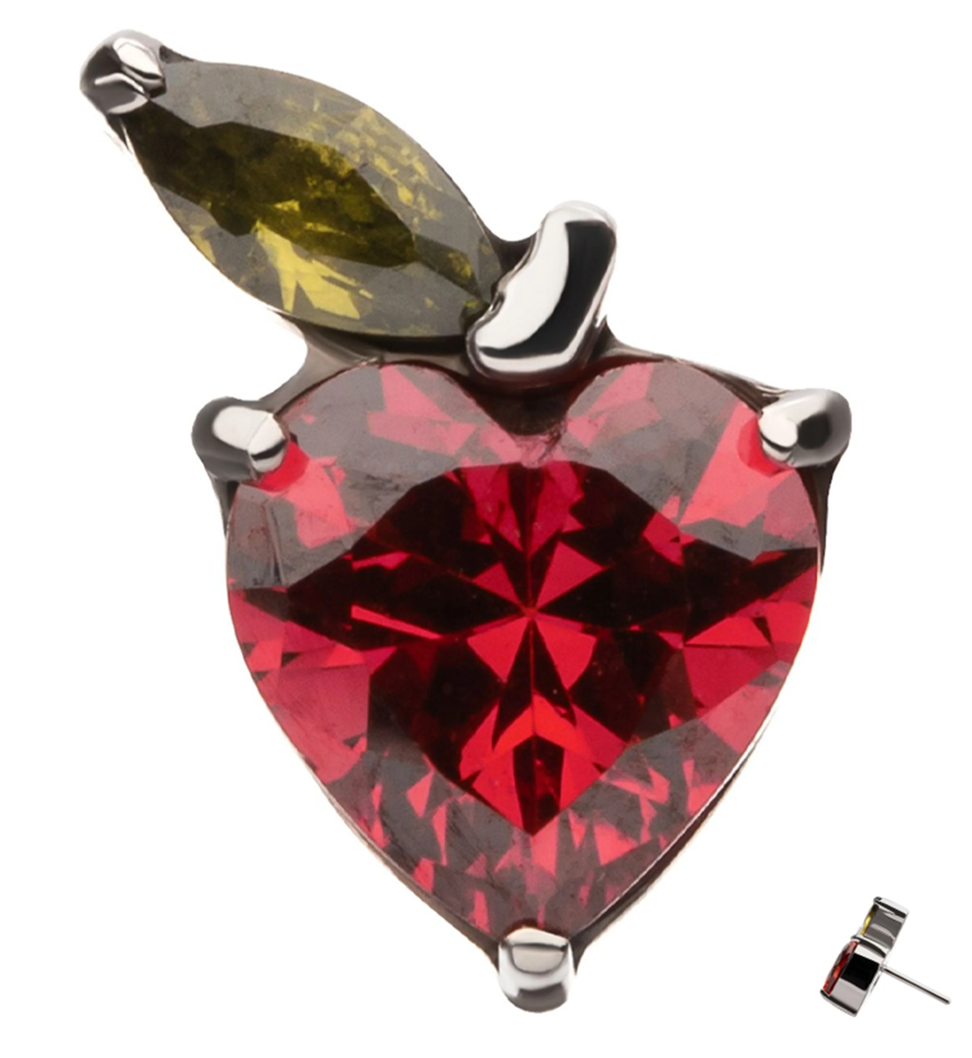 York Apple Red CZ Titanium Threadless Top - Mrs Treak