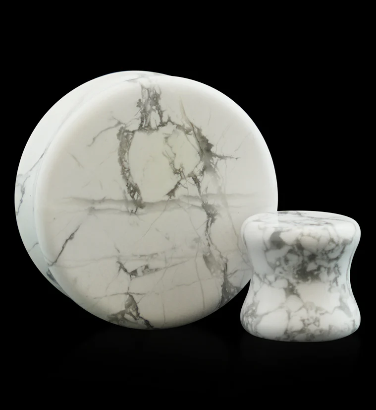 White Howlite Stone Plugs - Mrs Treak