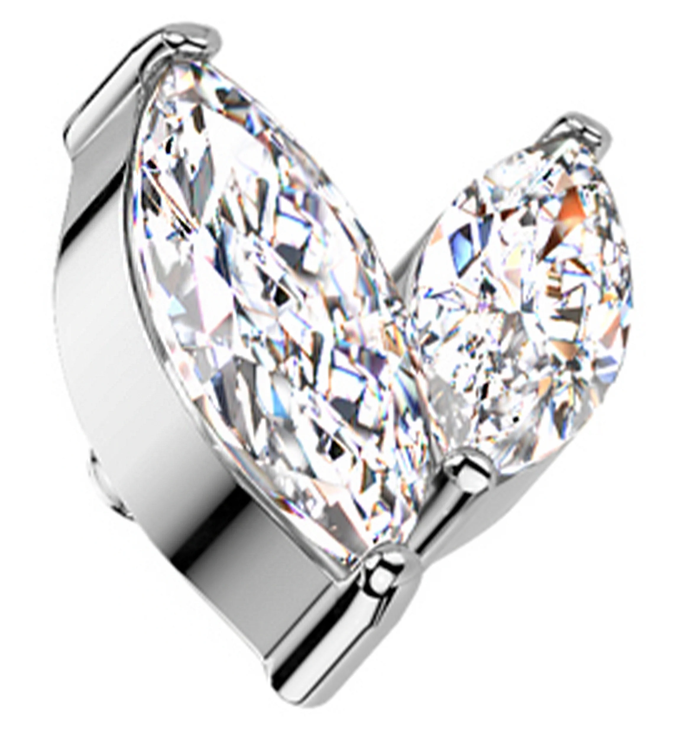 Marquise Frond Clear CZ Titanium Internally Threaded Top - Mrs Treak