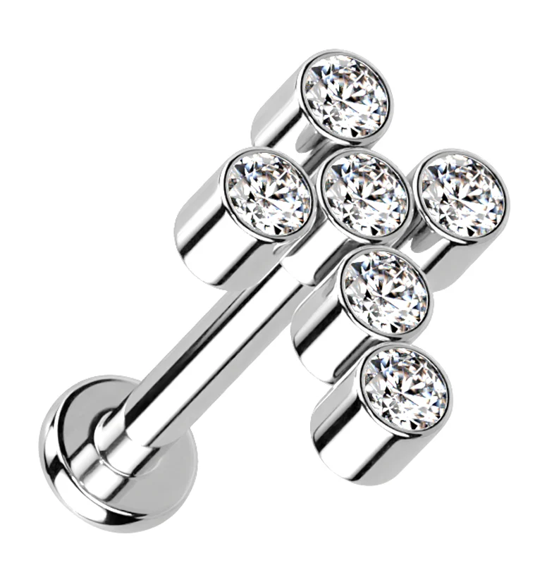 Cross CZ Titanium Internally Threaded Labret - Mrs Treak