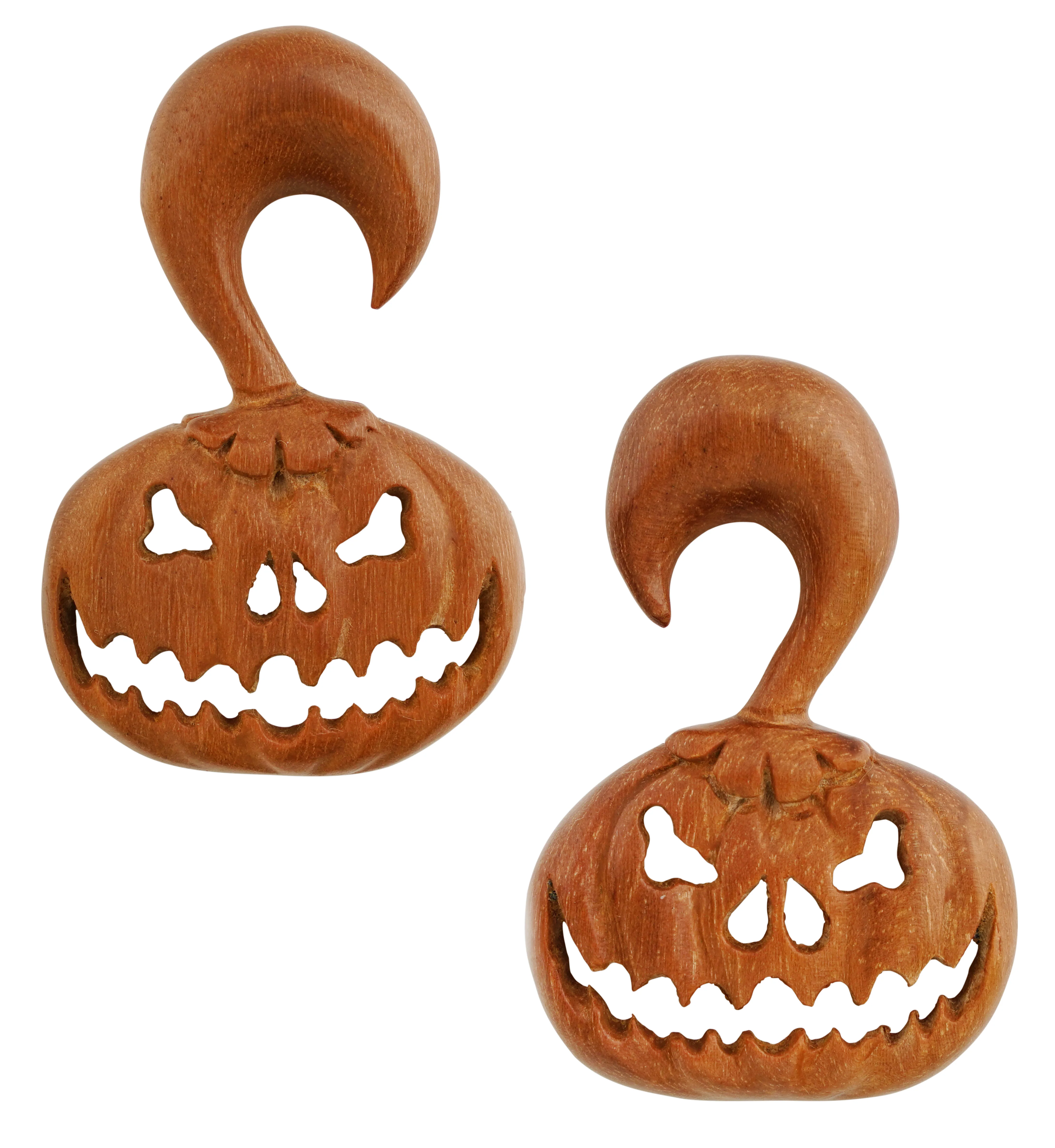 Stingy Jack Pumpkin Saba Wood Ear Hangers - Mrs Treak
