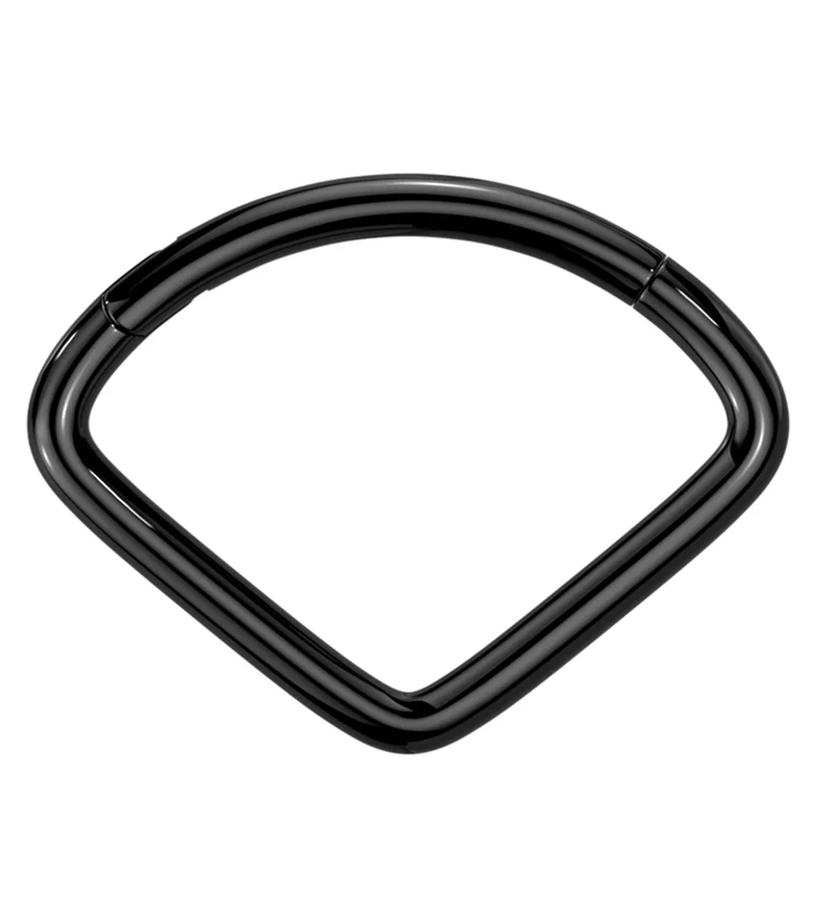 Black PVD Wide Triangle Titanium Hinged Segment Ring - Mrs Treak