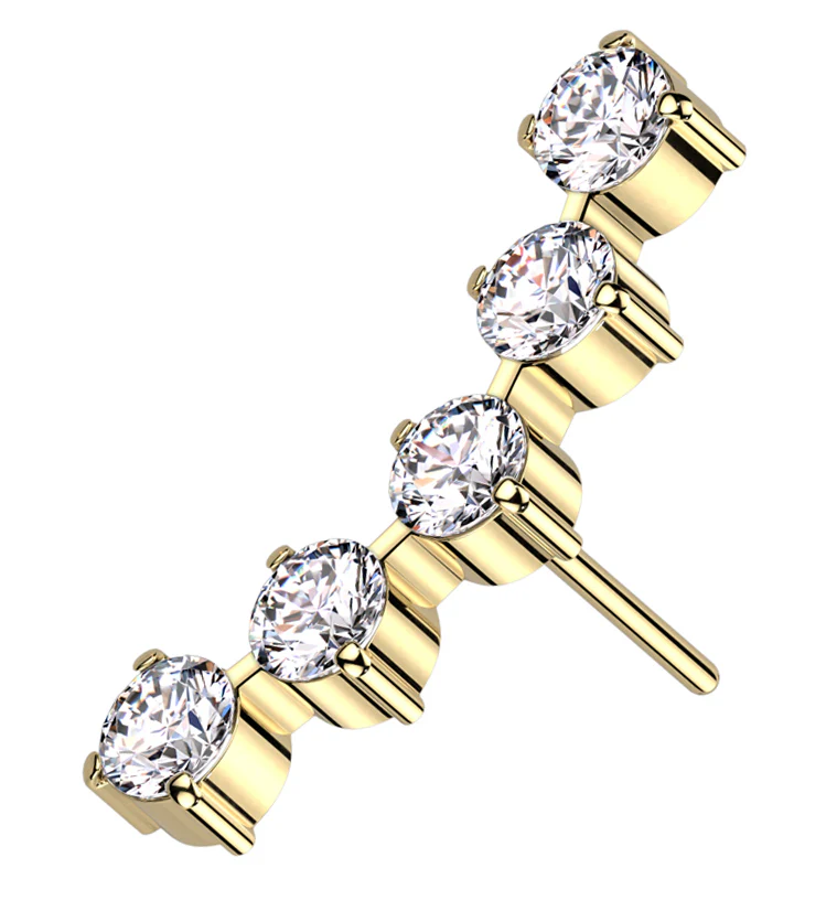 Gold PVD Flex Clear CZ Threadless Titanium Top - Mrs Treak