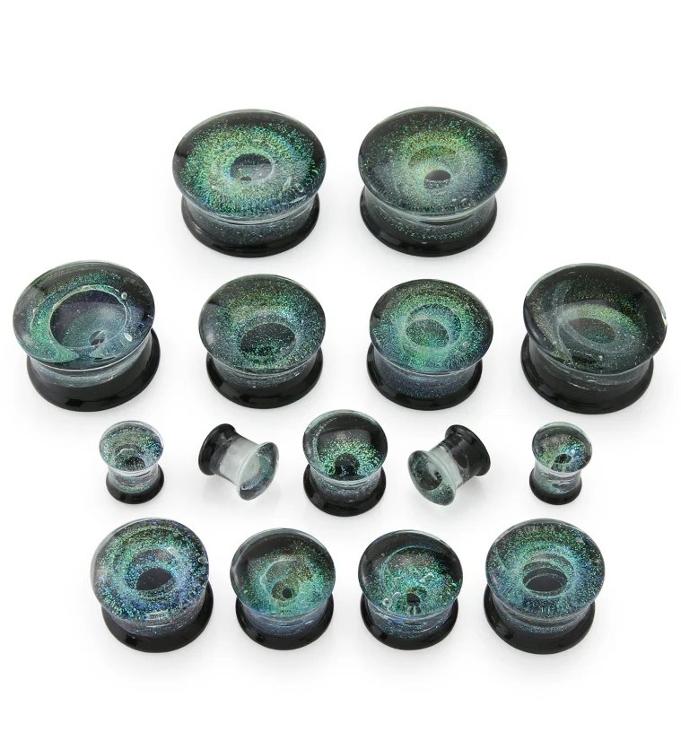 Black Interstellar Glass Double Flare Plugs - Mrs Treak