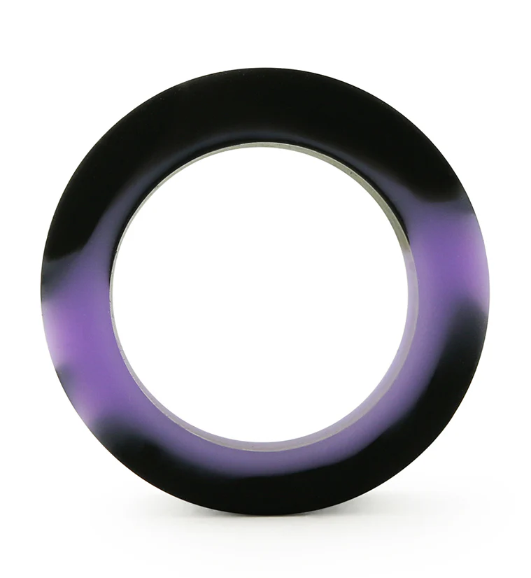 Lavender And Black Double Flare Silicone Tunnel Plugs - Mrs Treak