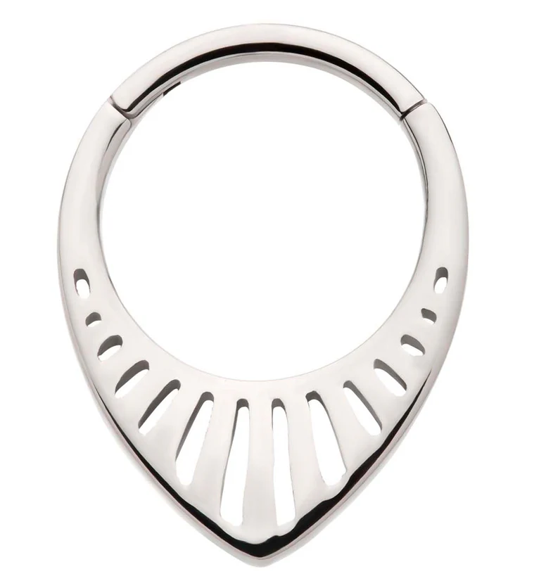 Point Cut Out Titanium Hinged Segment Ring - Mrs Treak
