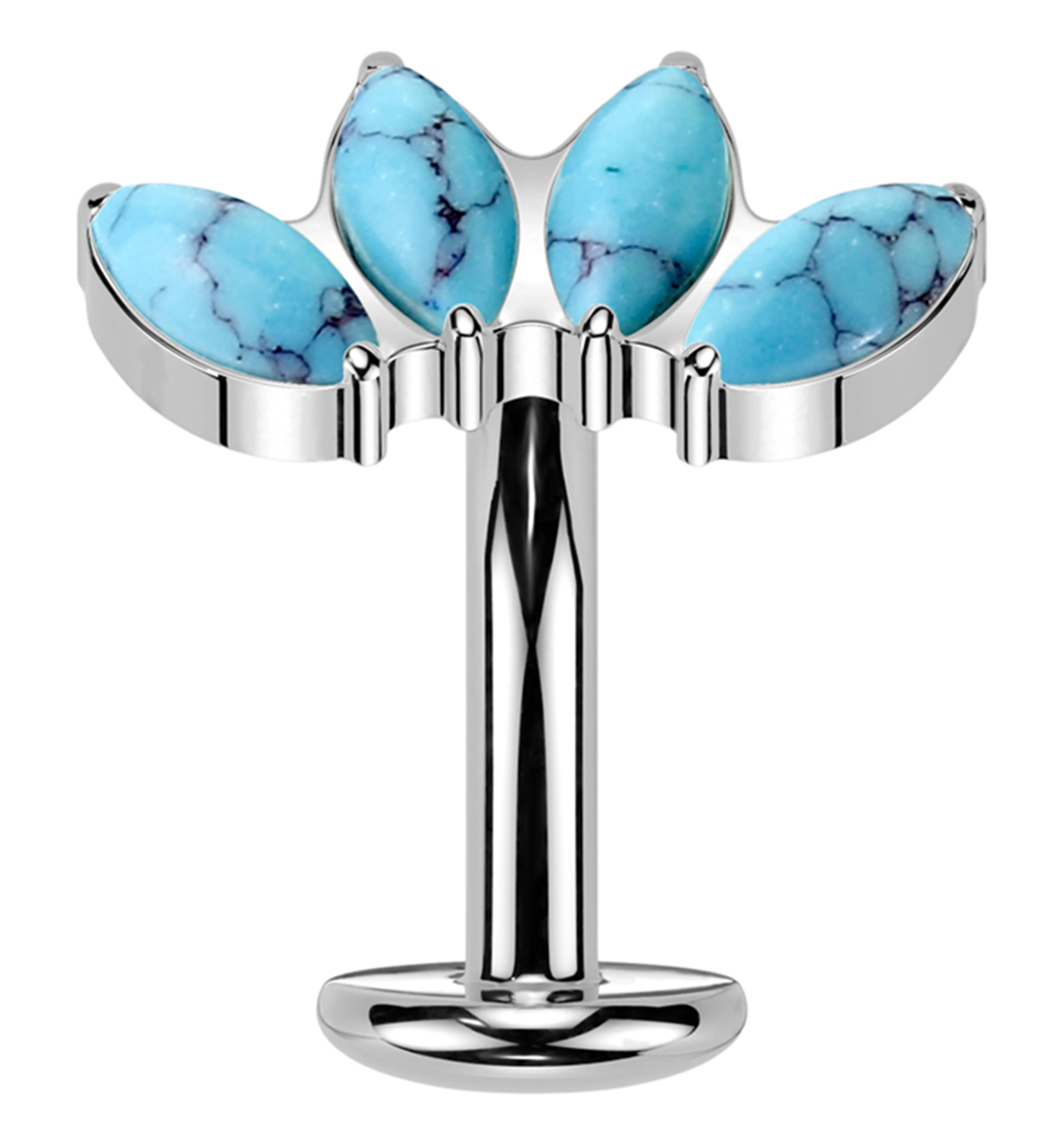 Quartet Turquoise Howlite Titanium Threadless Belly Button Ring - Mrs Treak