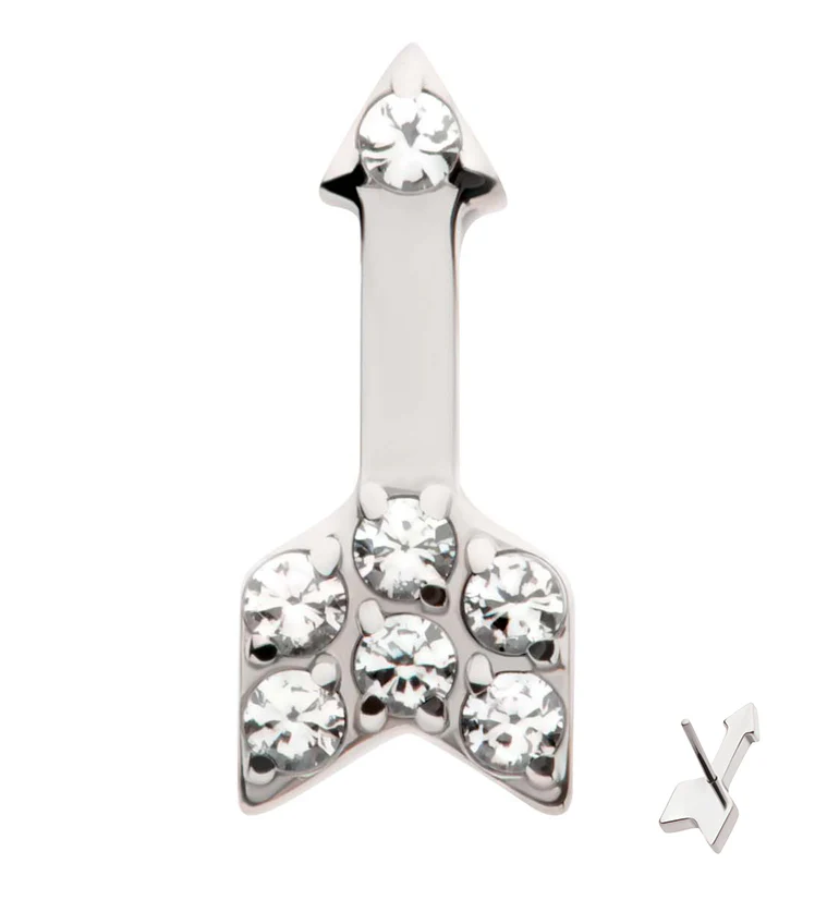 Arrow Pave Clear CZ Threadless Titanium Top - Mrs Treak