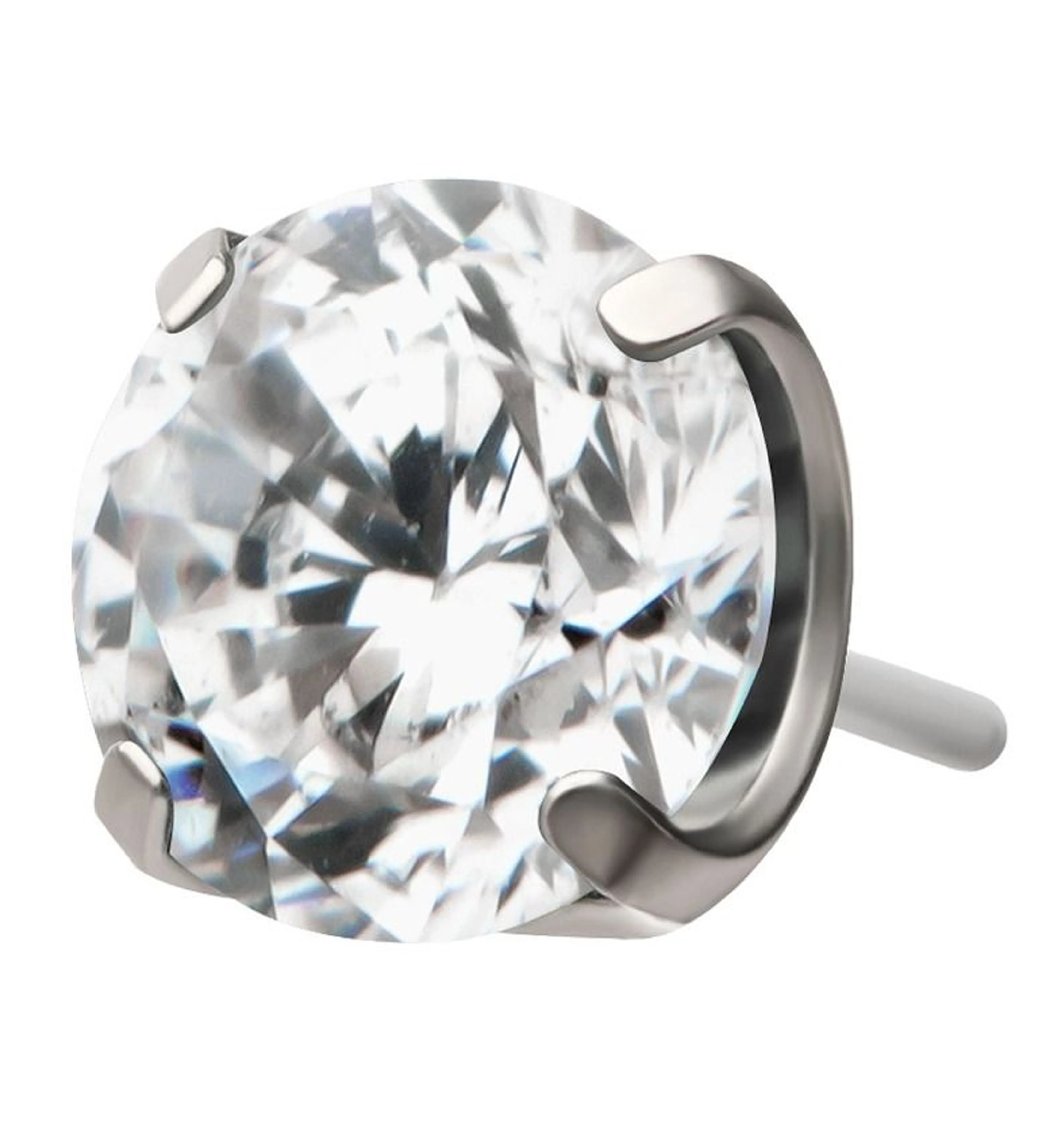 Prong Clear CZ Flat Base Threadless Titanium Top - Mrs Treak