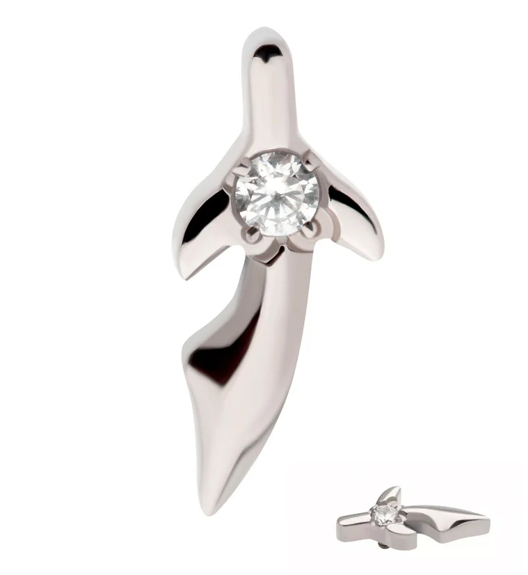 Dagger Clear CZ Internally Threaded Titanium Top - Mrs Treak