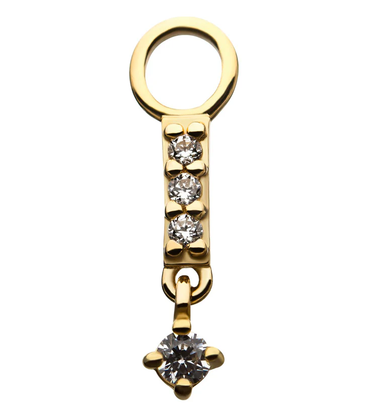 14kt Gold Bar Dangle CZ Charm - Mrs Treak