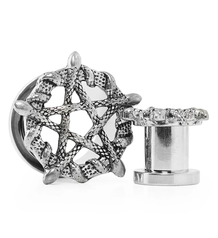 Snake Pentagram Stainless Steel Tunnel Plugs - Mrs Treak