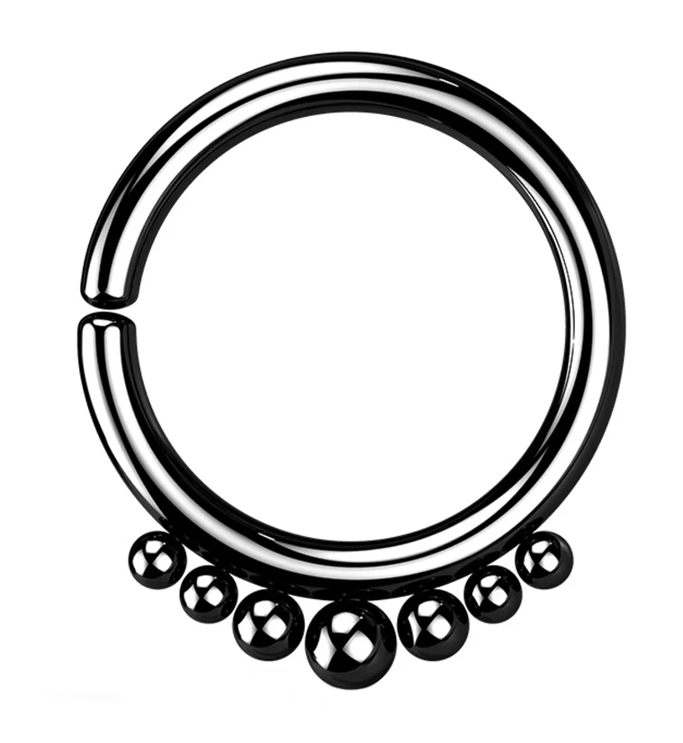 Black PVD Beaded Annealed Seamless Hoop Ring - Mrs Treak