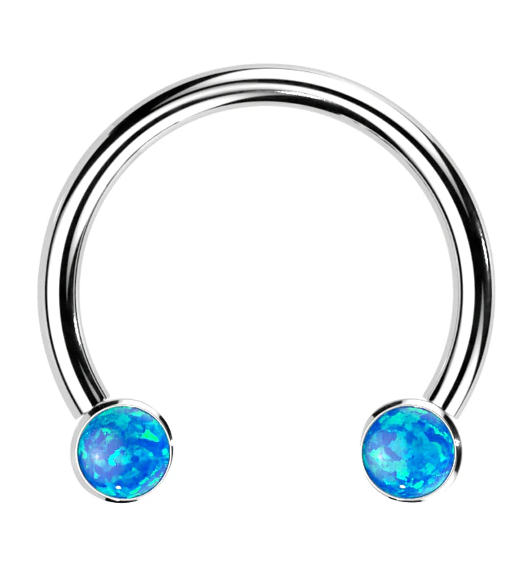 Blue Opalite Threadless Titanium Circular Barbell - Mrs Treak