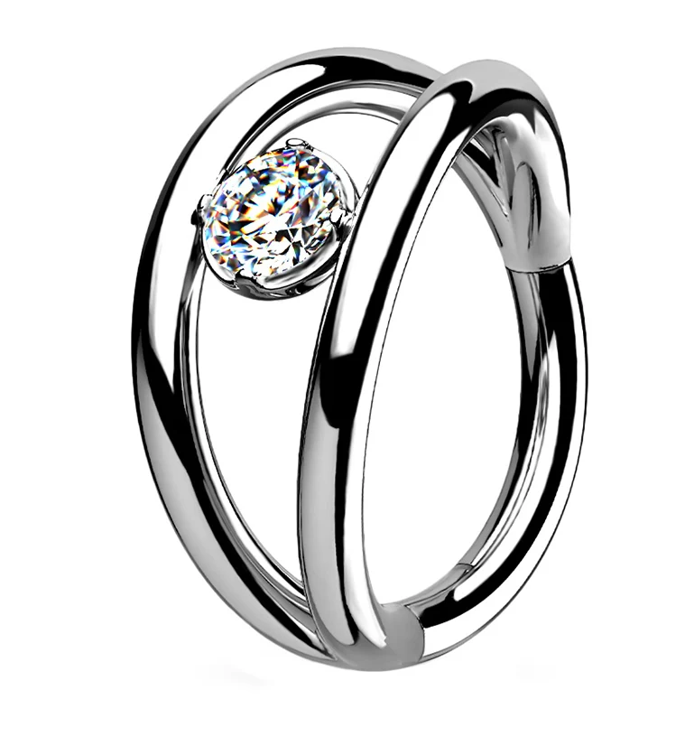 Arena CZ Hinged Segment Hoop Ring - Mrs Treak