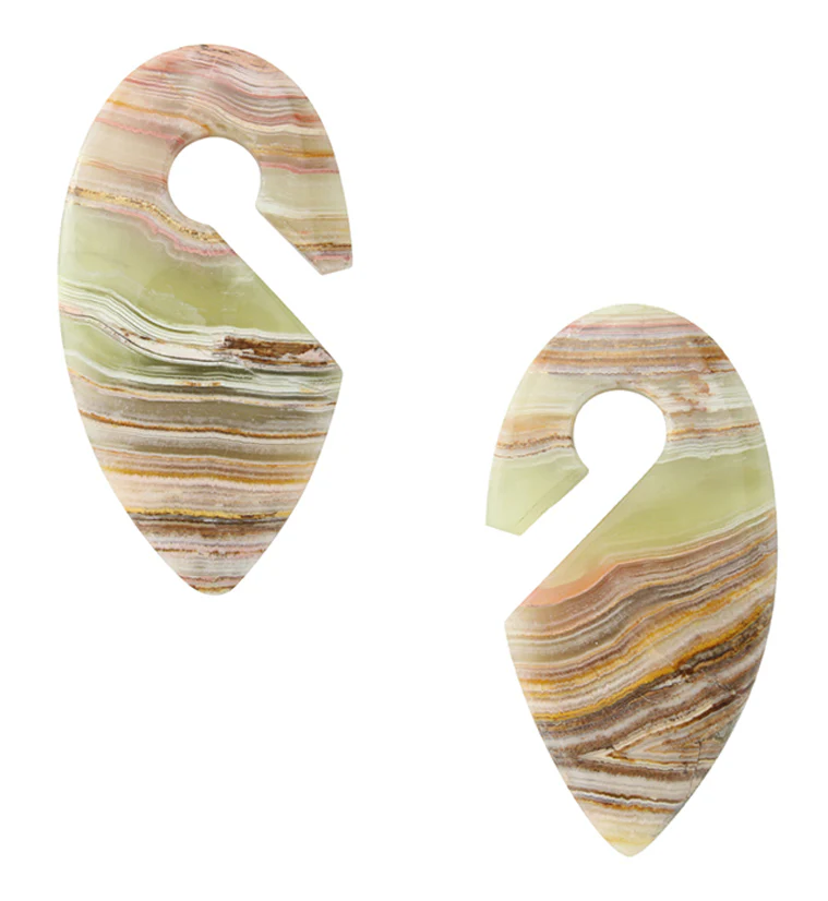 Green Onyx Stone Keyhole Ear Weights Version 1 - Mrs Treak