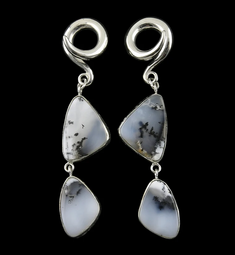 Double Dendritic Opal Stone Ear Weights Version 5 - Mrs Treak