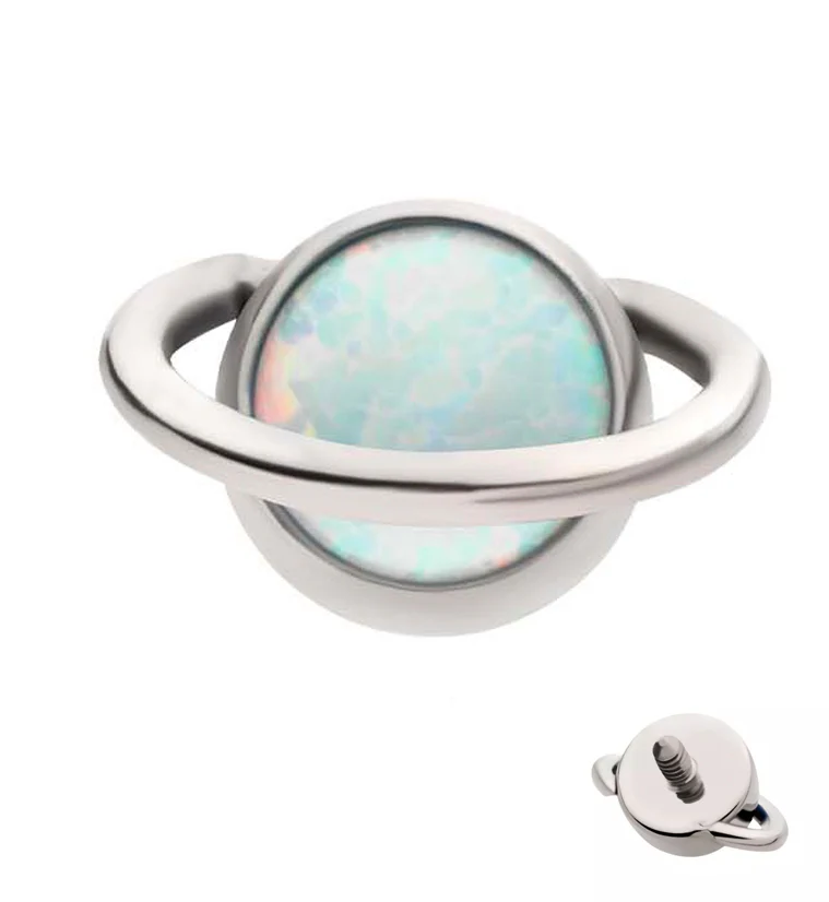 Orbit White Opalite Titanium Internally Threaded Top - Mrs Treak