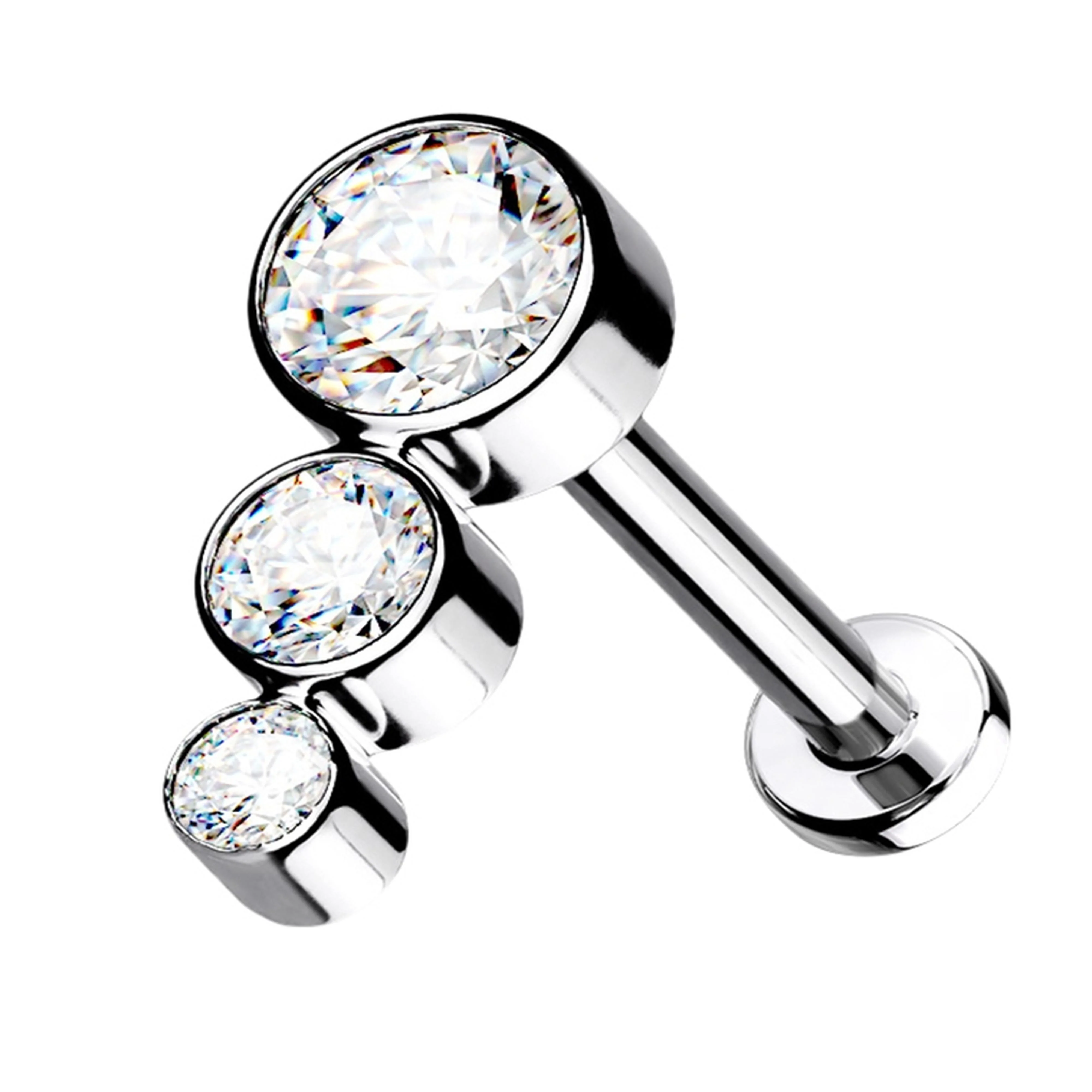 16G Decline Cluster Clear CZ Titanium Labret - Mrs Treak