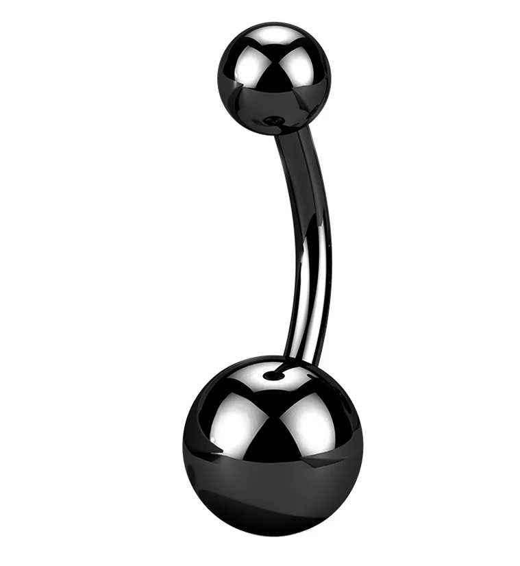 Black PVD Titanium Internally Threaded Belly Button Ring - Mrs Treak