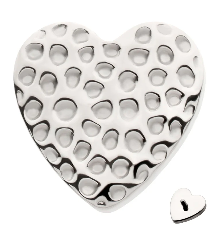 Hammered Heart Titanium Internally Threaded Top - Mrs Treak