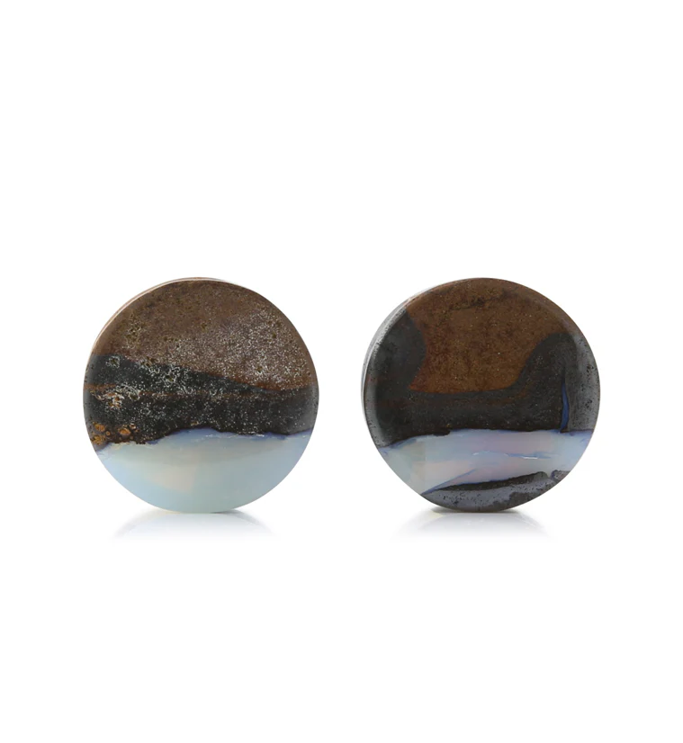 Boulder Opal Stone Plugs 1/2