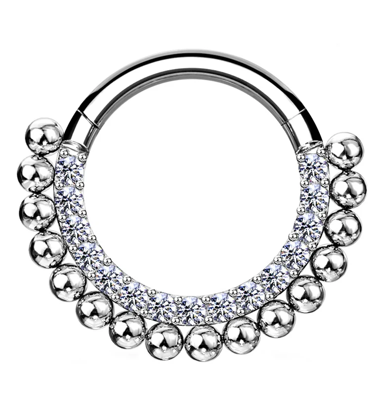 Arena Cluster Bead CZ Hinged Segment Hoop Ring - Mrs Treak